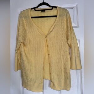Talbots 100% Pima Cotton Yellow Button-Up Cardigan